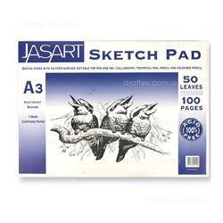 504859 - JASART SKETCH PAD PREMIUM A3 Cartridge Paper 110gsm 100pge